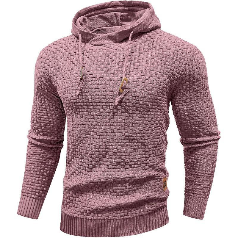 Zaitun Mens Hooded Sweatshirt Long Sleeve Solid Knitted Hoodie Pullover Sweater Tops Casual