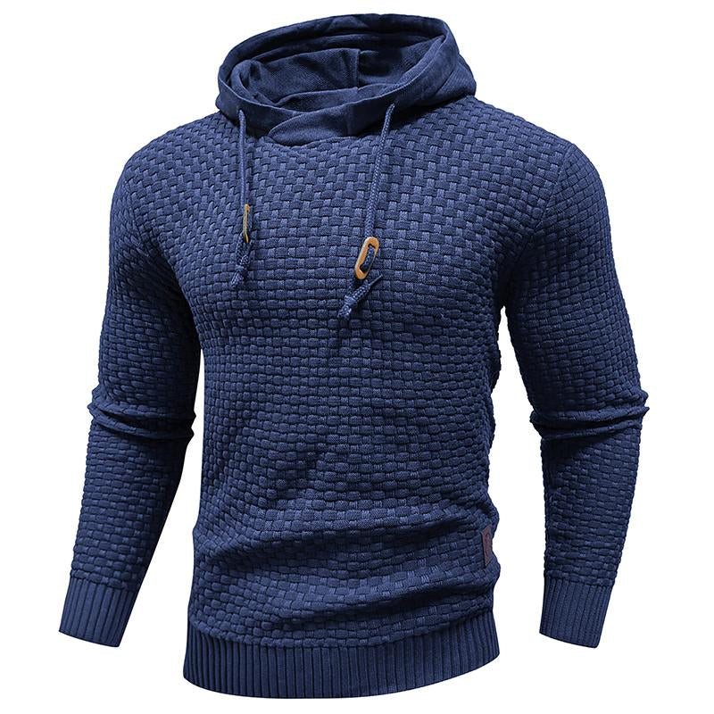 Zaitun Mens Hooded Sweatshirt Long Sleeve Solid Knitted Hoodie Pullover Sweater Tops Casual