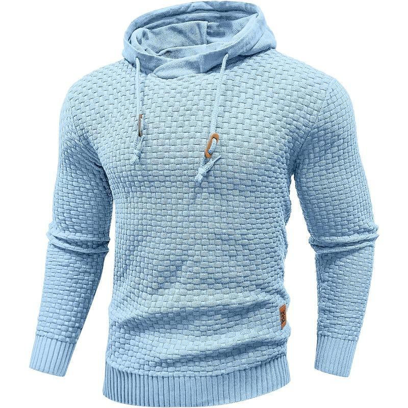 Zaitun Mens Hooded Sweatshirt Long Sleeve Solid Knitted Hoodie Pullover Sweater Tops Casual