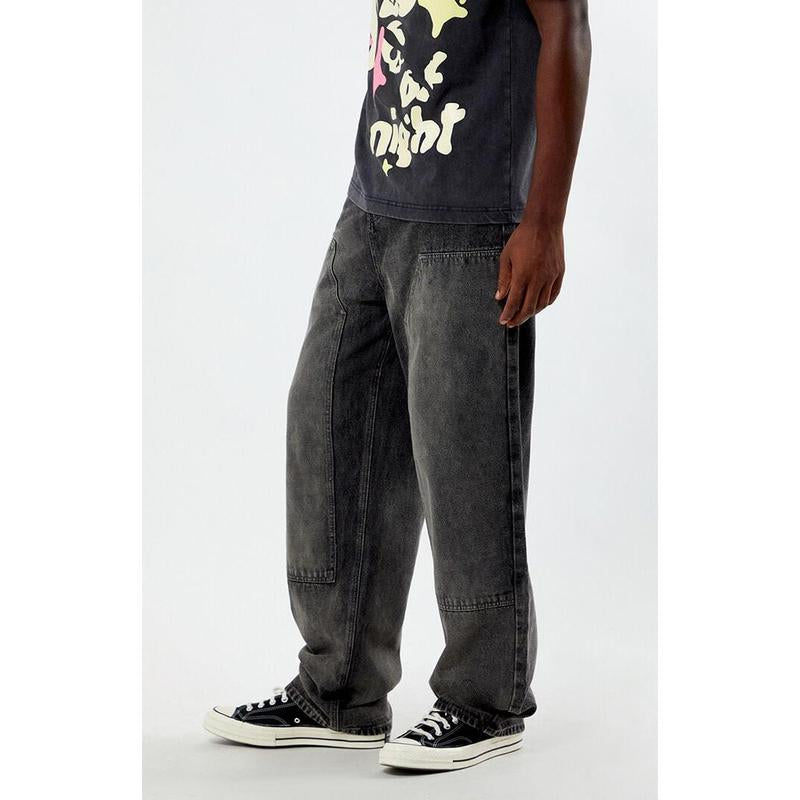 Pacsun Men'S Black Acid Wash Carpenter Extreme Baggy Jeans