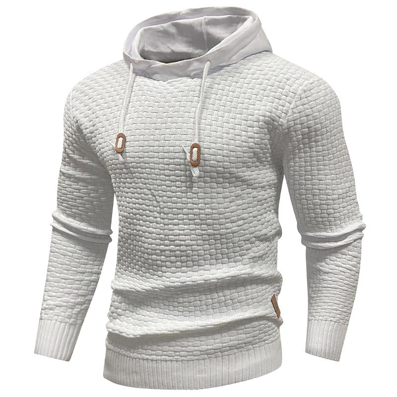 Zaitun Mens Hooded Sweatshirt Long Sleeve Solid Knitted Hoodie Pullover Sweater Tops Casual