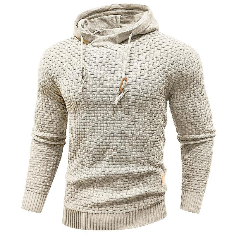 Zaitun Mens Hooded Sweatshirt Long Sleeve Solid Knitted Hoodie Pullover Sweater Tops Casual