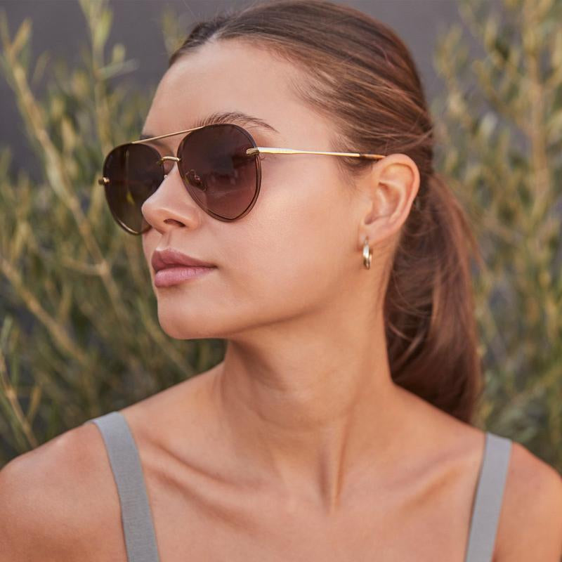 LENOX - GOLD + SEA TORTOISE TIPS + BROWN GRADIENT SUNGLASSES