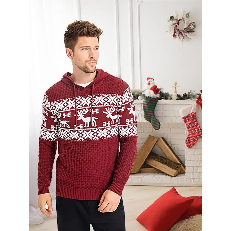 Zaitun Mens Hooded Sweatshirt Long Sleeve Solid Knitted Hoodie Pullover Sweater Tops Casual