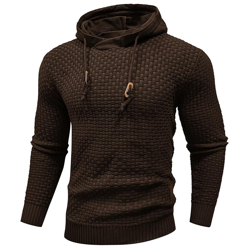 Zaitun Mens Hooded Sweatshirt Long Sleeve Solid Knitted Hoodie Pullover Sweater Tops Casual