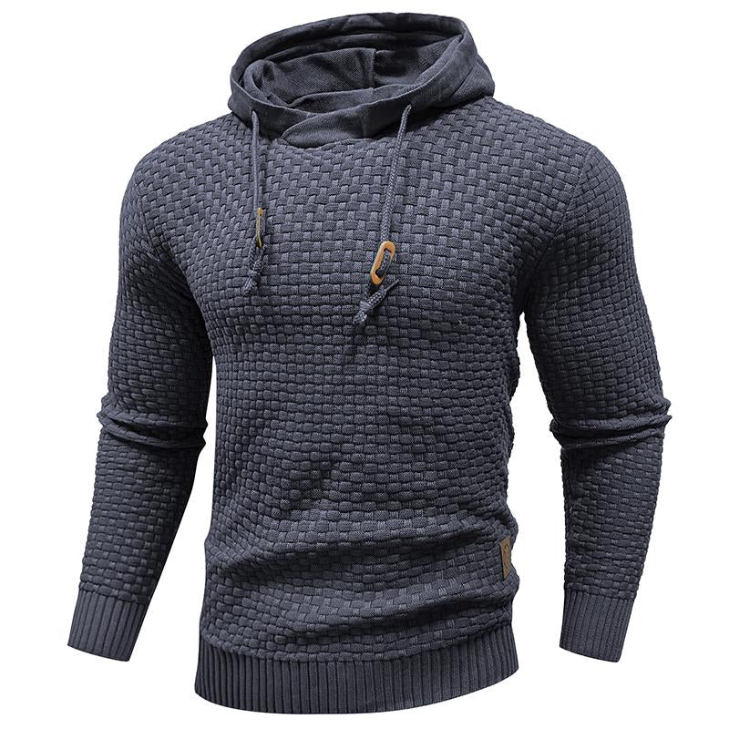 Zaitun Mens Hooded Sweatshirt Long Sleeve Solid Knitted Hoodie Pullover Sweater Tops Casual